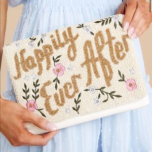 Happily Ever After White Beaded Clutch NWT